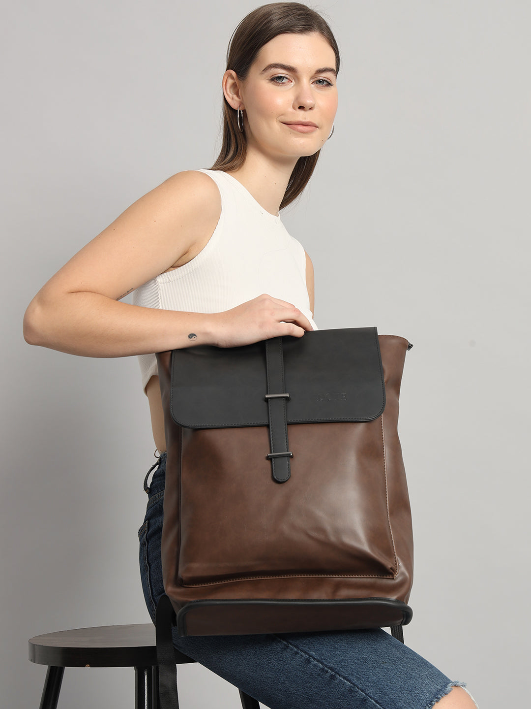 DOTE Unisex Brown Backpack