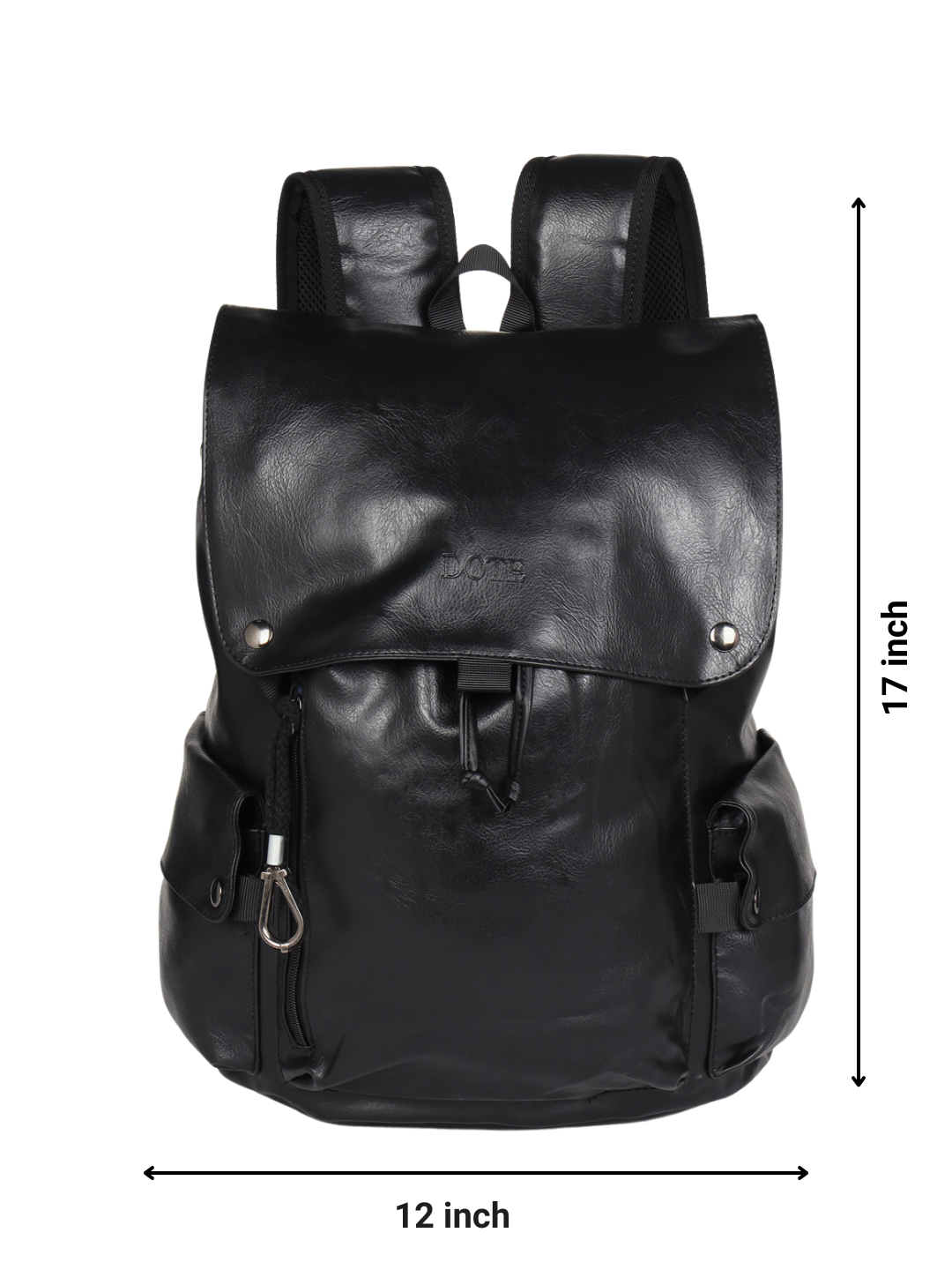 DOTE Unisex Leather Black Backpack